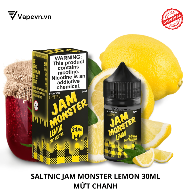 Tinh dầu salt nic SALTNIC JAM MONSTER LEMON 30ML pod system vũng tàu