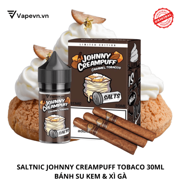 Tinh dầu salt nic SALTNIC JOHNNY CREAMPUFF CARAMEL TOBACO 30ML pod system vũng tàu