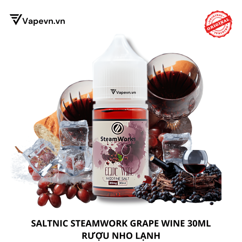 Tinh dầu salt nic SALTNIC STEAMWORKS GRAPE WINE 30ML pod system vũng tàu, vape box vũng tàu, thuốc lá điện tử