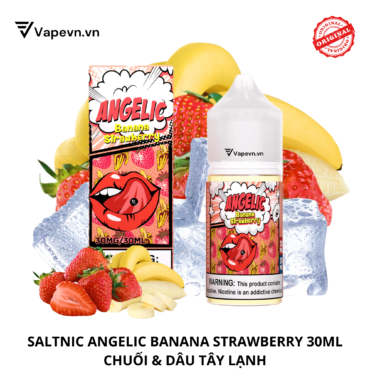 Tinh dầu salt nic SALTNIC ANGELIC BANANA STRAWBERRY 30ML pod system vũng tàu, vape box vũng tàu, thuốc lá điện tử