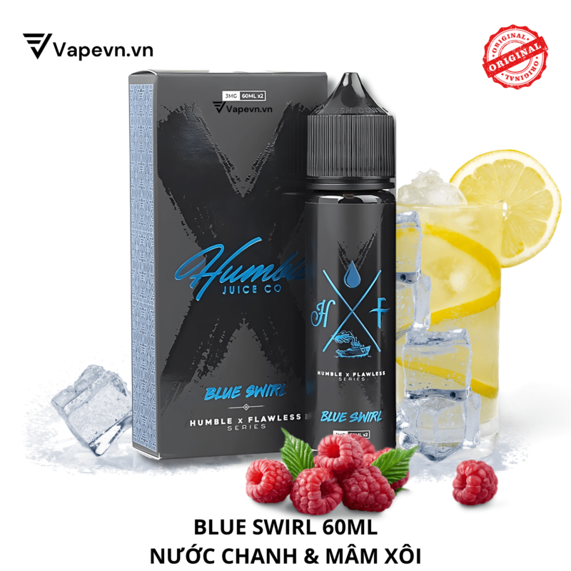 Tinh dầu free base BLUE SWIRL HUMBLE FLAWLESS 60ML pod system vũng tàu