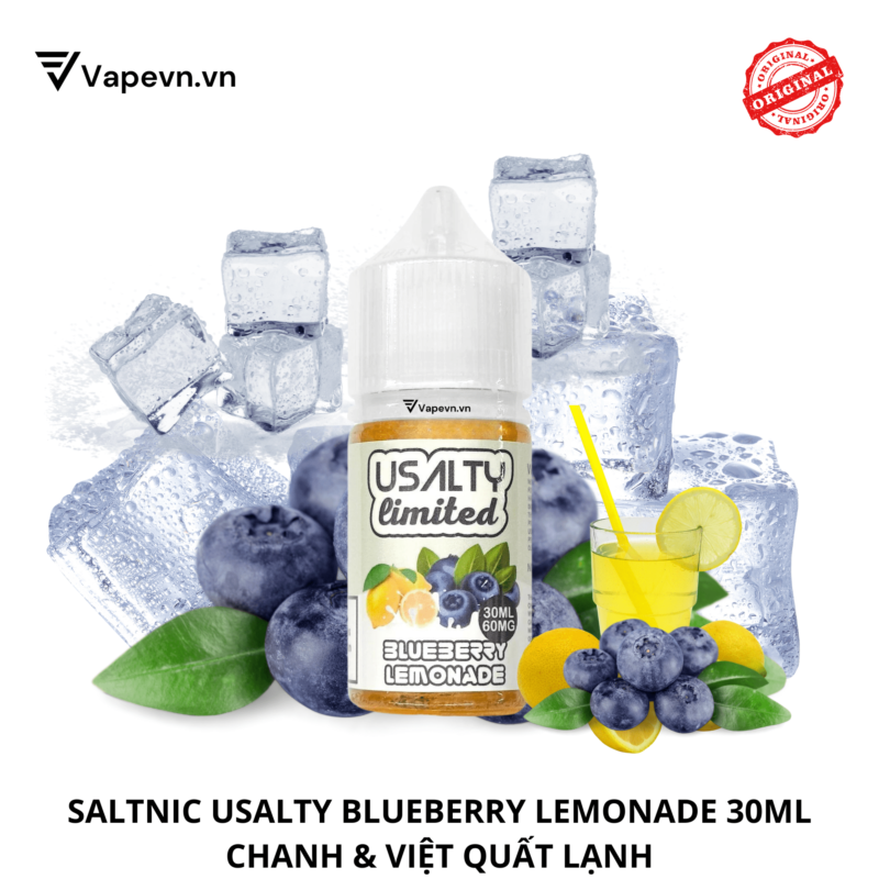 Tinh dầu salt nic SALTNIC USALTY LIMITED BLUEBERRY LEMONADE 30ML pod system vũng tàu, vape box vũng tàu, thuốc lá điện tử