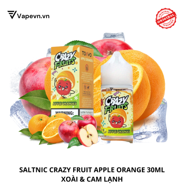 Tinh dầu salt nic SALTNIC CRAZY FRUITS APPLE ORANGES 30ML pod system vũng tàu, vape box vũng tàu, thuốc lá điện tử