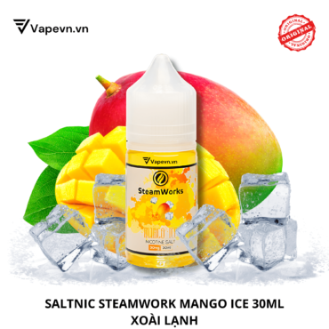 Tinh dầu salt nic SALTNIC STEAMWORKS MANGO ICE 30ML pod system vũng tàu, vape box vũng tàu, thuốc lá điện tử