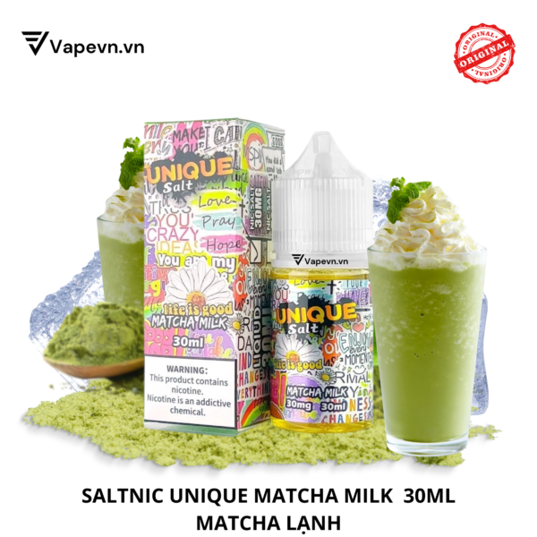 Tinh dầu salt nic SALTNIC UNIQUE MATCHA MILK 30ML pod system vũng tàu