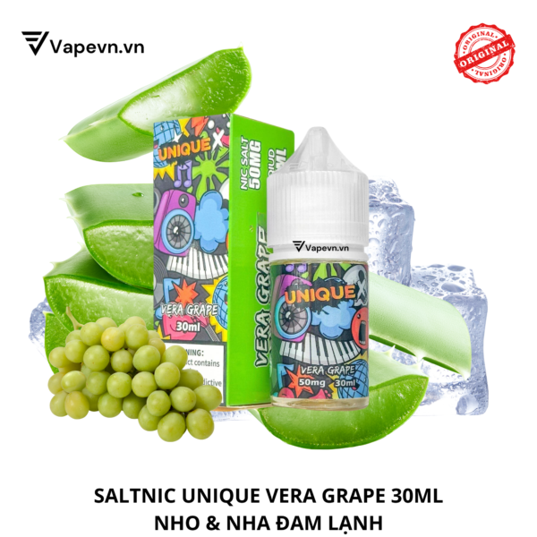 Tinh dầu salt nic SALTNIC UNIQUE VERA GRAPE 30ML pod system vũng tàu, vape box vũng tàu, thuốc lá điện tử