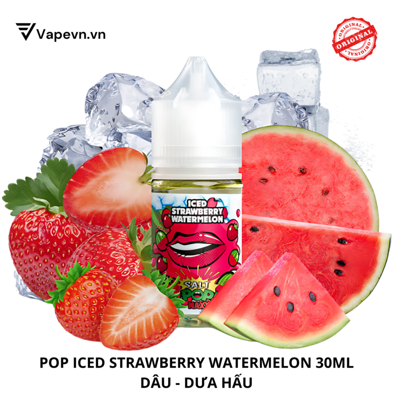 Tinh dầu salt nic SALTNIC POP ICED STRAWBERRY WATERMELON 30ML pod system vũng tàu, vape box vũng tàu, thuốc lá điện tử